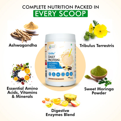 Fytika Daily Protein Vanilla Flavour- 400G and Let it Glow Collagen Fruit Punch Flavour - 200G Combo -  Boosts Energy, Skin Radiance, Immunity, Hair Health, Ashwagandha, 37 Vitamins, For Men and Women
