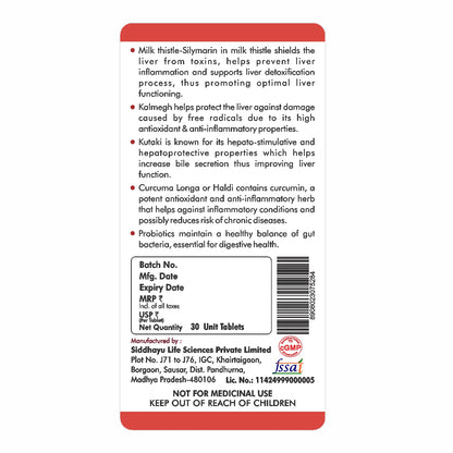 Fytika Fit Liver | Liver Detox Supplement | Liver Detox with Milk Thistle, Kalmegh, Kutaki, Kasani, Haldi | For Men & Women | 30 Tablets