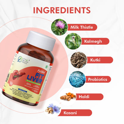 Fytika Fit Liver | Liver Detox Supplement | Liver Detox with Milk Thistle, Kalmegh, Kutaki, Kasani, Haldi | For Men & Women | 30 Tablets