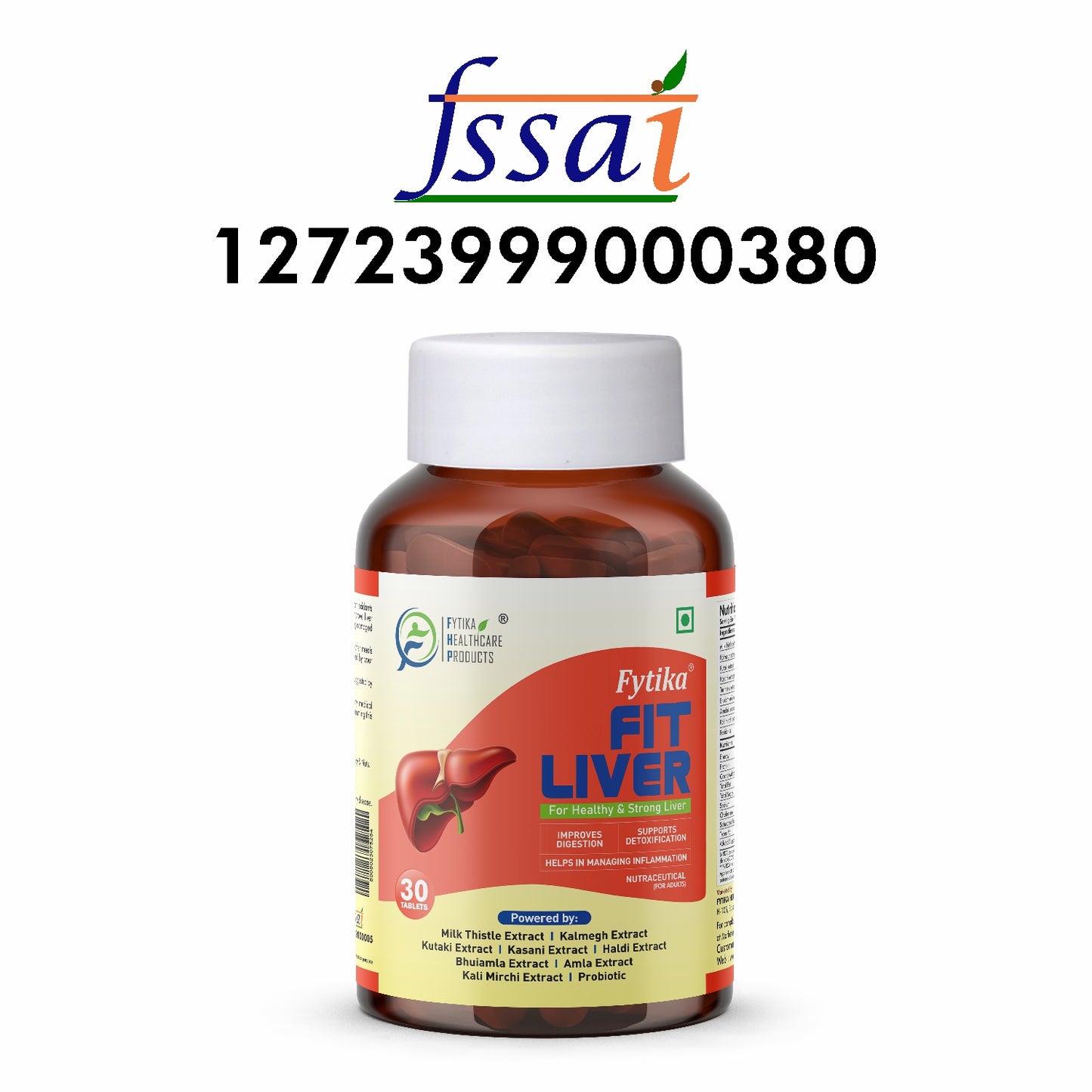 Fytika Fit Liver | Liver Detox Supplement | Liver Detox with Milk Thistle, Kalmegh, Kutaki, Kasani, Haldi | For Men & Women | 30 Tablets
