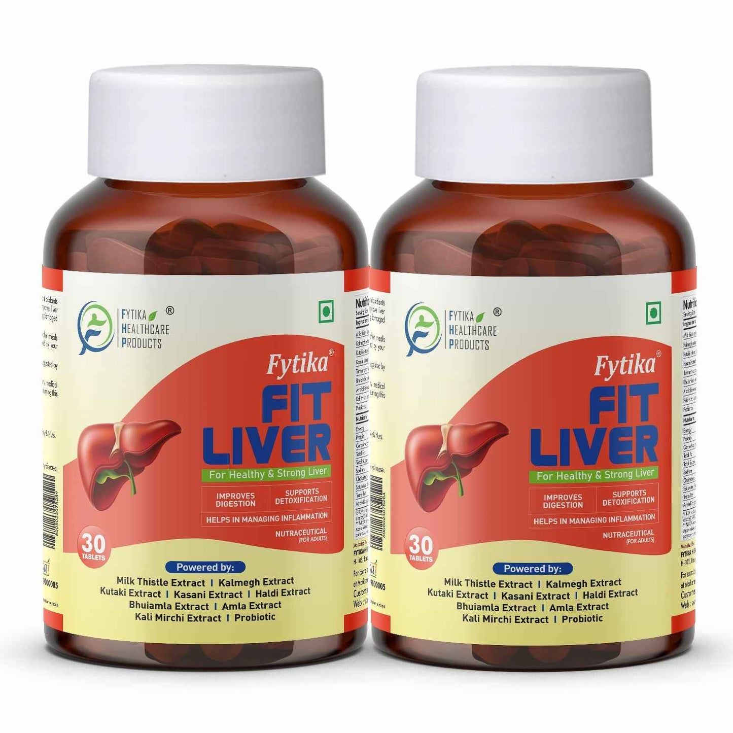 🎁 Fytika Fit Liver | Liver Detox Supplement | Liver Detox with Milk Thistle, Kalmegh, Kutaki, Kasani, Haldi | For Men & Women | 30 Tablets - 60 TABS (PACK OF 2)