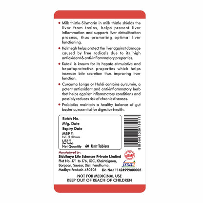Fytika Fit Liver | Liver Detox Supplement | Liver Detox with Milk Thistle, Kalmegh, Kutaki, Kasani, Haldi | For Men & Women | 60 Tablets