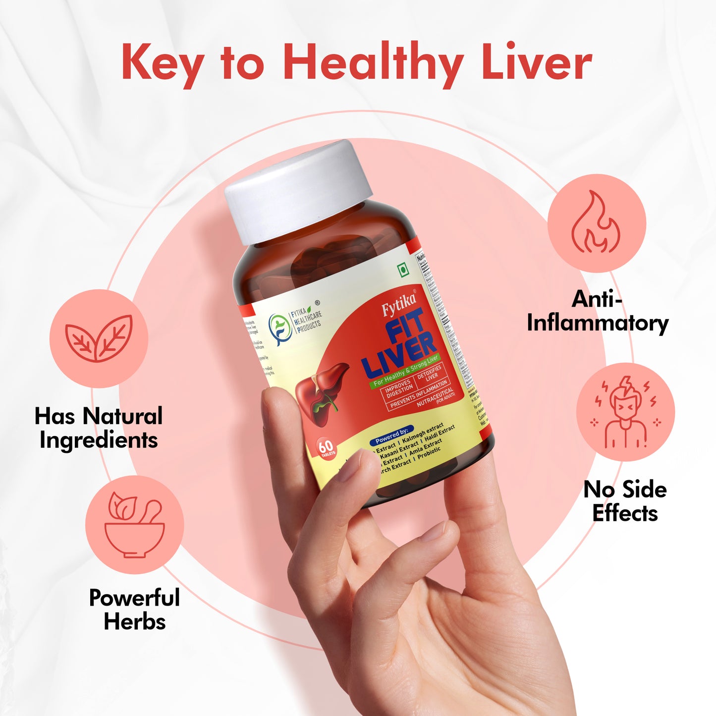 Fytika Fit Liver | Liver Detox Supplement | Liver Detox with Milk Thistle, Kalmegh, Kutaki, Kasani, Haldi | For Men & Women | Pack of 2 (120 Tabs)