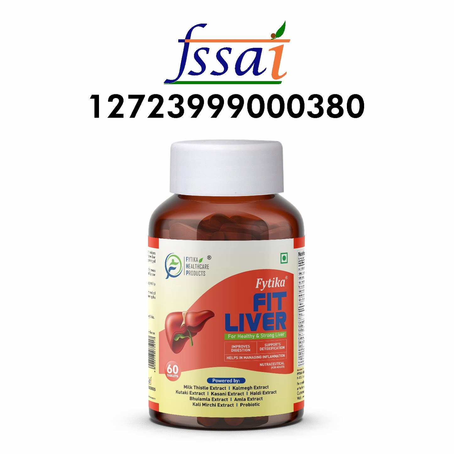Fytika Fit Liver | Liver Detox Supplement | Liver Detox with Milk Thistle, Kalmegh, Kutaki, Kasani, Haldi | For Men & Women | 60 Tablets