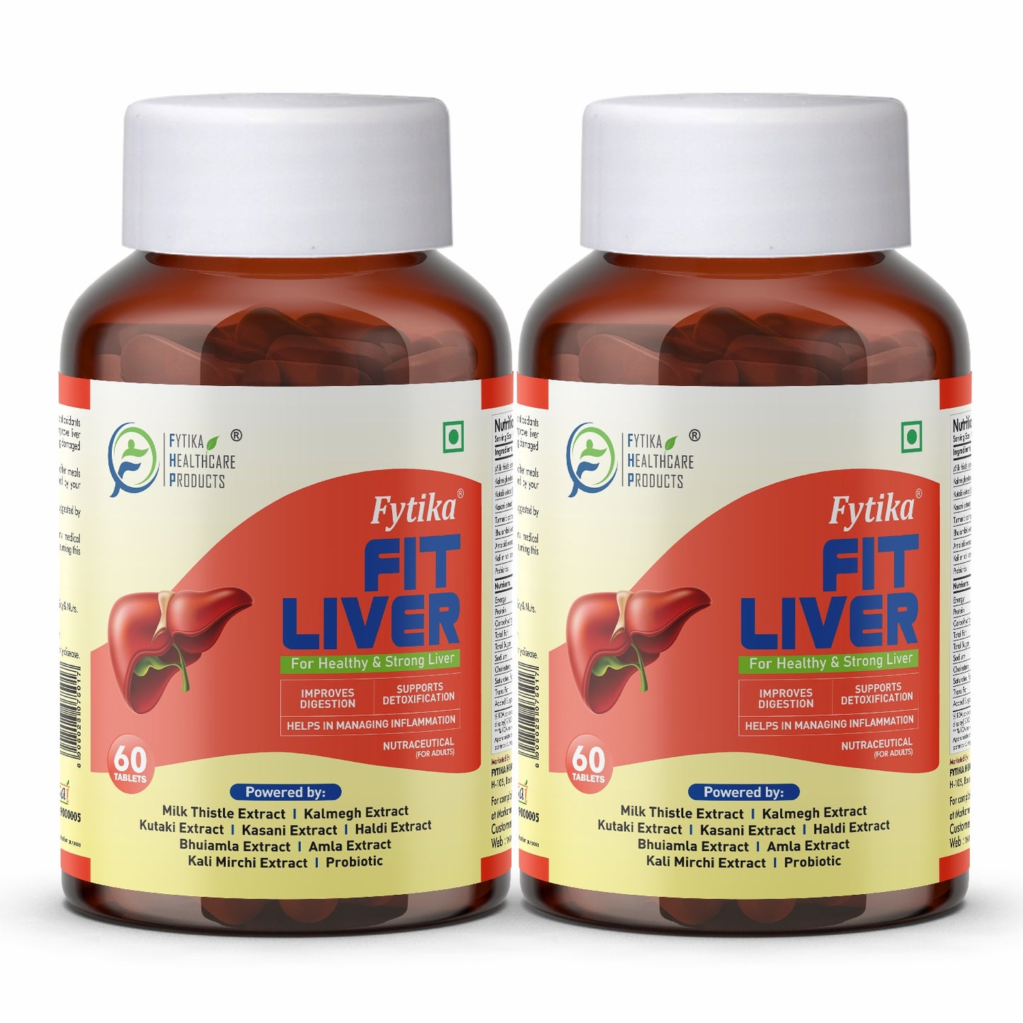 Fytika Fit Liver | Liver Detox Supplement | Liver Detox with Milk Thistle, Kalmegh, Kutaki, Kasani, Haldi | For Men & Women | 60 Tablets