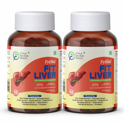 Fytika Fit Liver | Liver Detox Supplement | Liver Detox with Milk Thistle, Kalmegh, Kutaki, Kasani, Haldi | For Men & Women | 60 Tablets