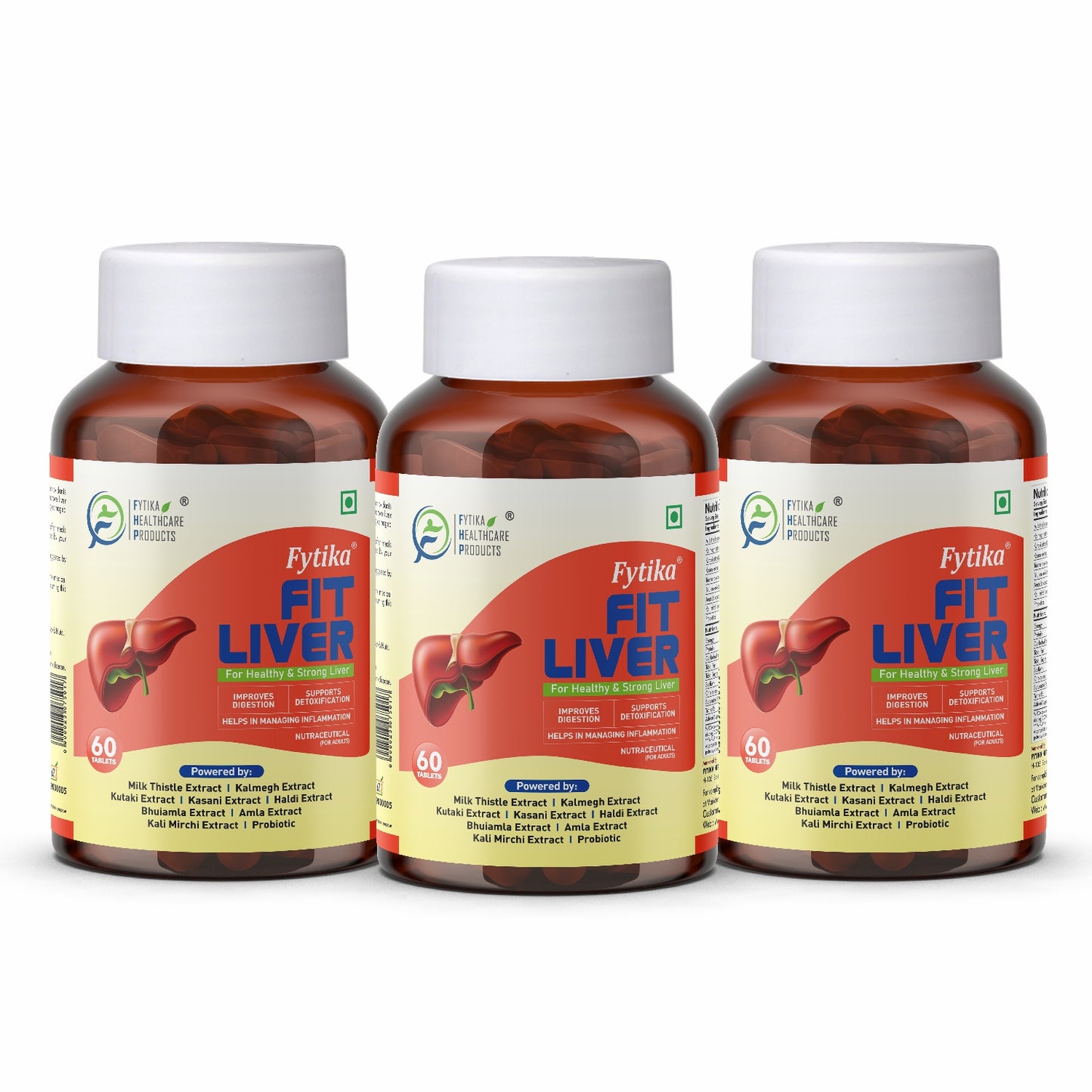 Fytika Fit Liver | Liver Detox Supplement | Liver Detox with Milk Thistle, Kalmegh, Kutaki, Kasani, Haldi | For Men & Women | 60 Tablets