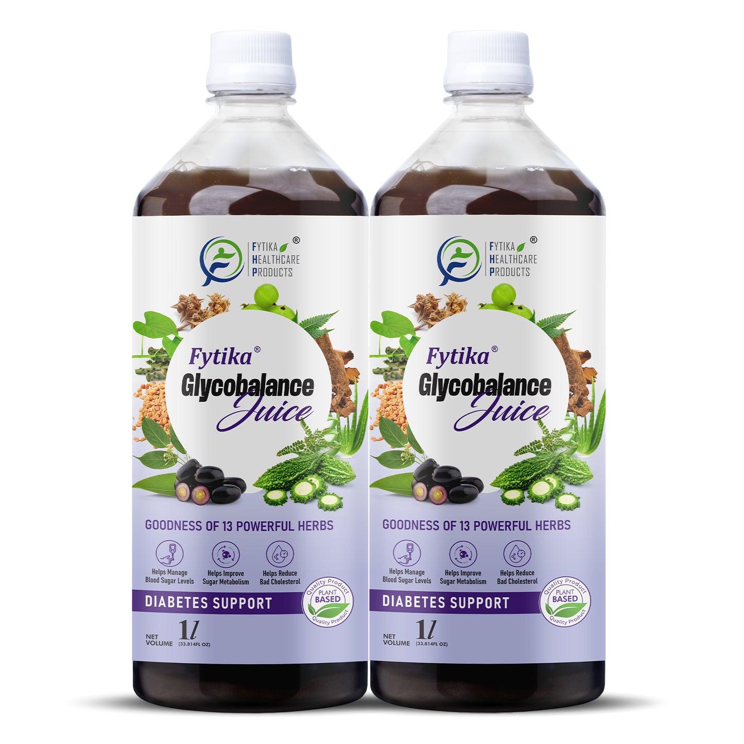 Fytika Glycobalance Juice - For Complete Diabetes Care | Karela, Jamun, Neem, Amla, Methi, Gurmar | For Men & Women - 1L