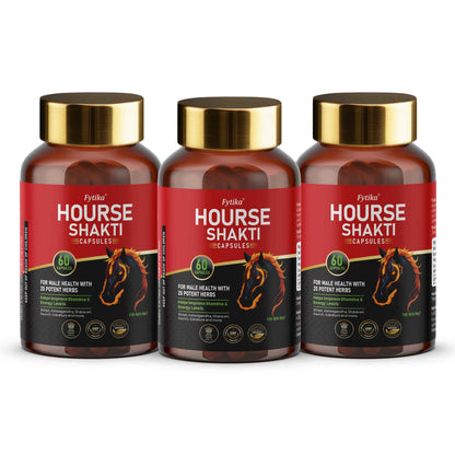 Fytika Hourse Shakti Capsules | 20 Potent Ayurvedic Herbs | For Men Strength, Stamina & Daily Vitality | 60 Capsules