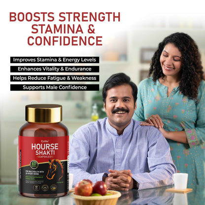 Fytika Hourse Shakti Capsules | 20 Potent Ayurvedic Herbs | For Men Strength, Stamina & Daily Vitality | 60 Capsules