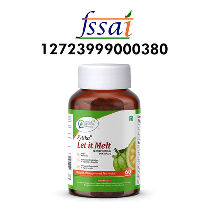 Fytika Let it Melt - Natural Weight Management Supplement, Triphala, Green Coffee, Kali Jeeri, Garcinia Cambogia, Boosts Metabolism, Digestion, For Men, Women - 60 Tablets