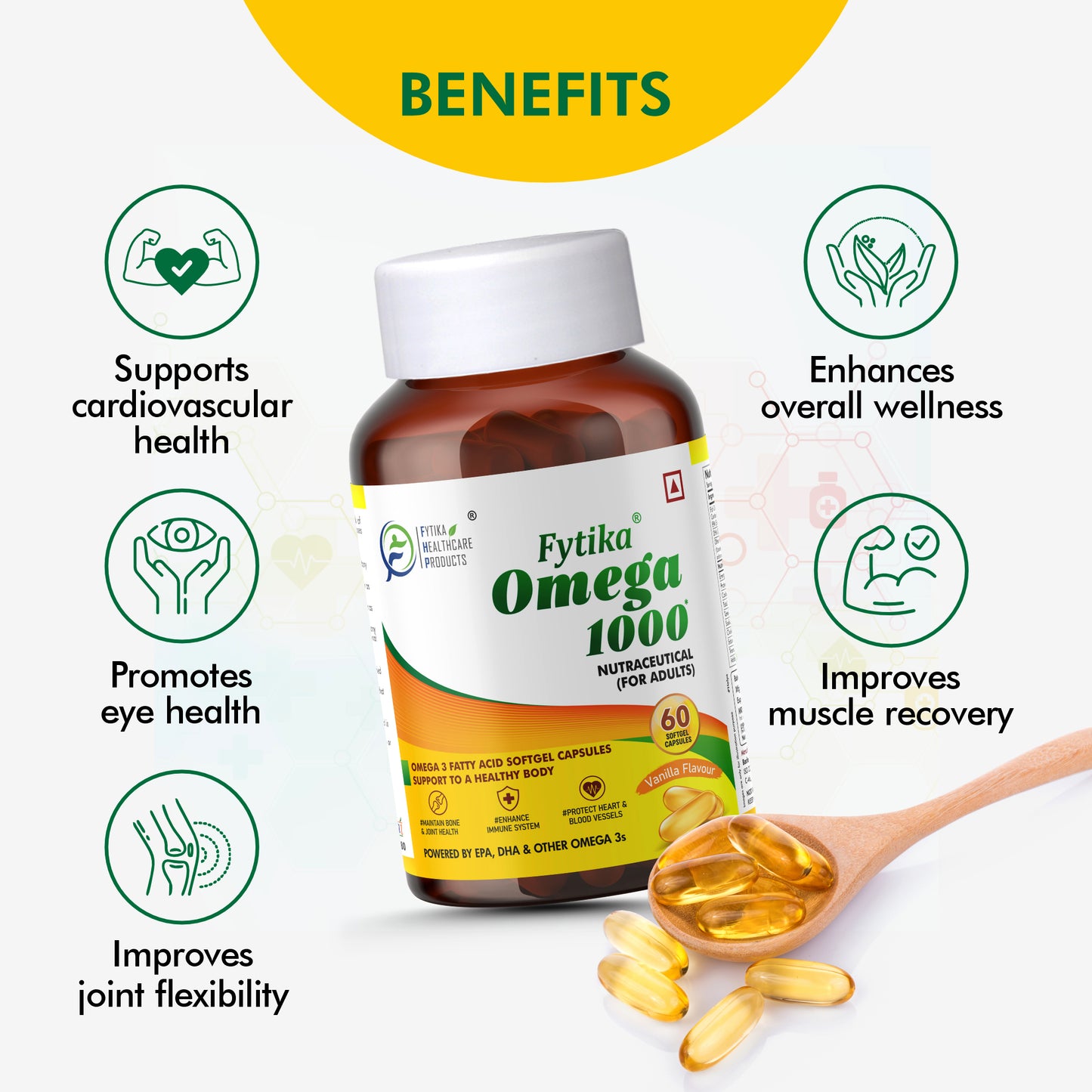 Fytika Strong Bones, Vita 365 & Omega 1000 - Combo (Pack of 3) Supports Overall Health, For Men, Women - 60 Tablets Each, 60 capsules - Fytika Healthcare Products