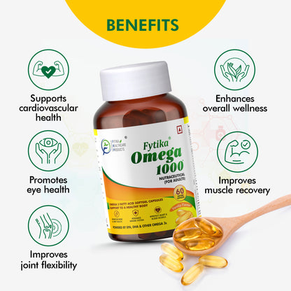 Fytika Strong Bones and Omega 1000: Strong Bones, Heart Health, For Men,Women - 60 Tablets, 60 Capsules