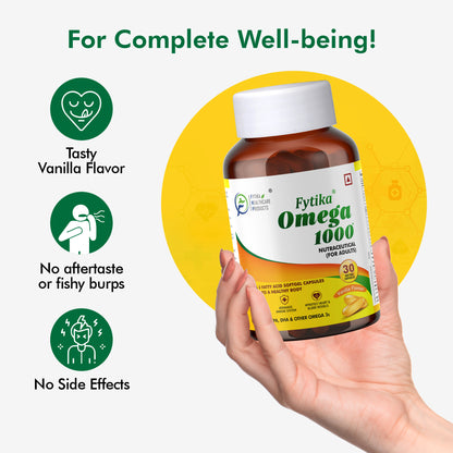 Fytika Vita 365 and Omega 1000 Combo Pack - Boosts Energy, Manages Stress, Brain, Joint, Muscle Support, Ashwagandha, Omega Fatty Acids 400 MG, For Men, Women - 30 Capsules, 30 Tablets