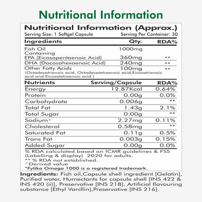Fytika Vita 365 and Omega 1000 Combo Pack - Boosts Energy, Manages Stress, Brain, Joint, Muscle Support, Ashwagandha, Omega Fatty Acids 400 MG, For Men, Women - 30 Capsules, 30 Tablets