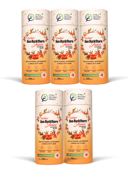 Fytika Sea Buckthorn Juice | Pulp Concentrate 300 ml Made for Your Total Body Care & Wellness | Rich in Vitamin C, Omega 3, 6, 7, 9 & Antioxidants | For Men & Women | 300 ml Each (PACK OF 4)