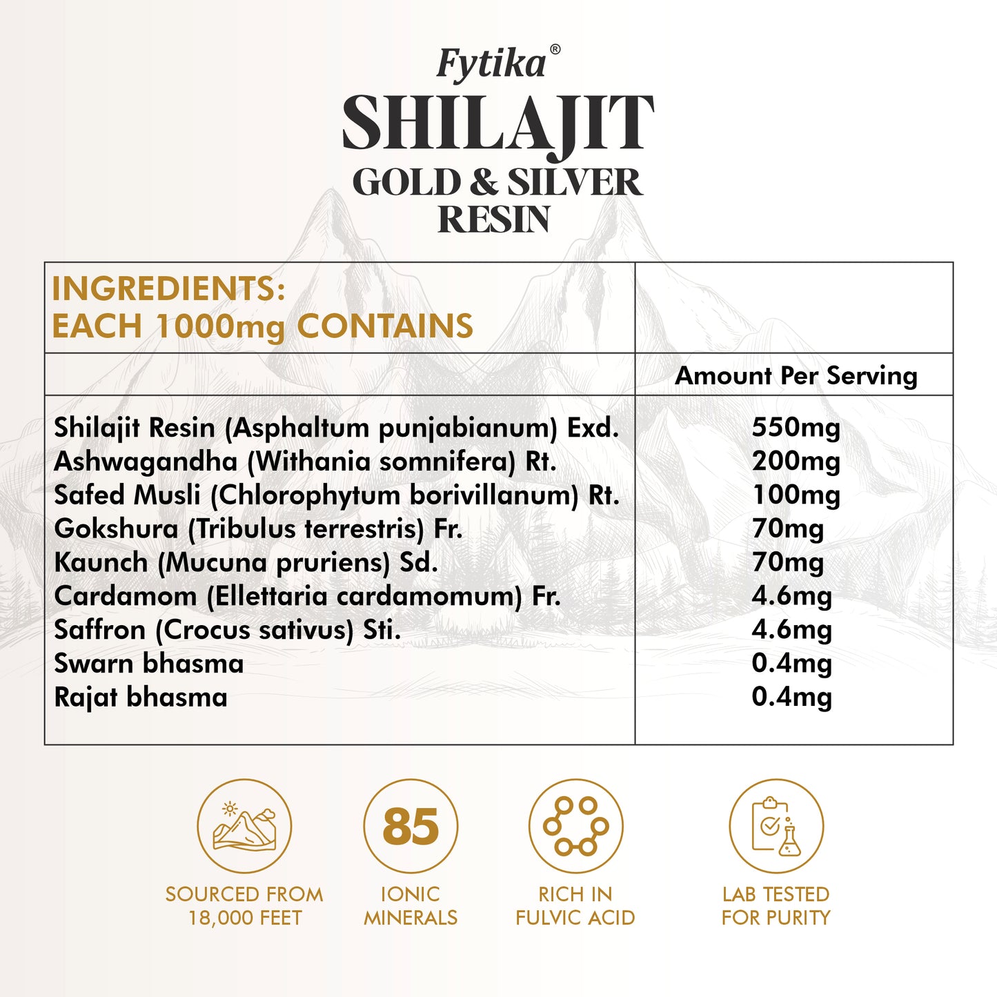 Fytika Shilajit Gold & Silver Resin -100% Ayurvedic Himalayan Shilajit | Swarn Bhasam, Rajat Bhasam, Ashwagandha, Safed Muesli, Gokshura, Kaunch | For Men & Women - 20G