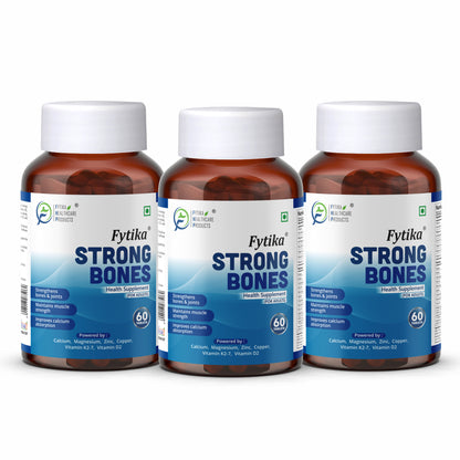 Fytika Strong Bones - Bone Health Supplement, Supports Bone Health, 1000 MG Calcium, Vitamin D2, Magnesium, Zinc, For Men, Women - 60 tablets