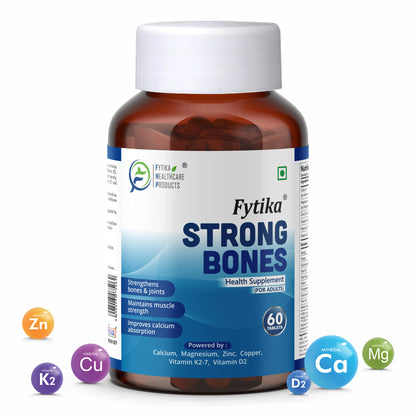 Fytika Strong Bones - Bone Health Supplement, Supports Bone Health, 1000 MG Calcium, Vitamin D2, Magnesium, Zinc, For Men, Women - 60 tablets