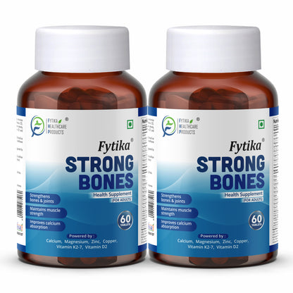 Fytika Strong Bones - Bone Health Supplement, Supports Bone Health, 1000 MG Calcium, Vitamin D2, Magnesium, Zinc, For Men, Women - 60 tablets