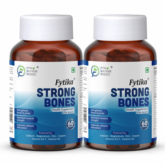 Fytika Strong Bones - Bone Health Supplement, Supports Bone Health, 1000 MG Calcium, Vitamin D2, Magnesium, Zinc, For Men, Women- Pack of 2 ( 120 Tabs )
