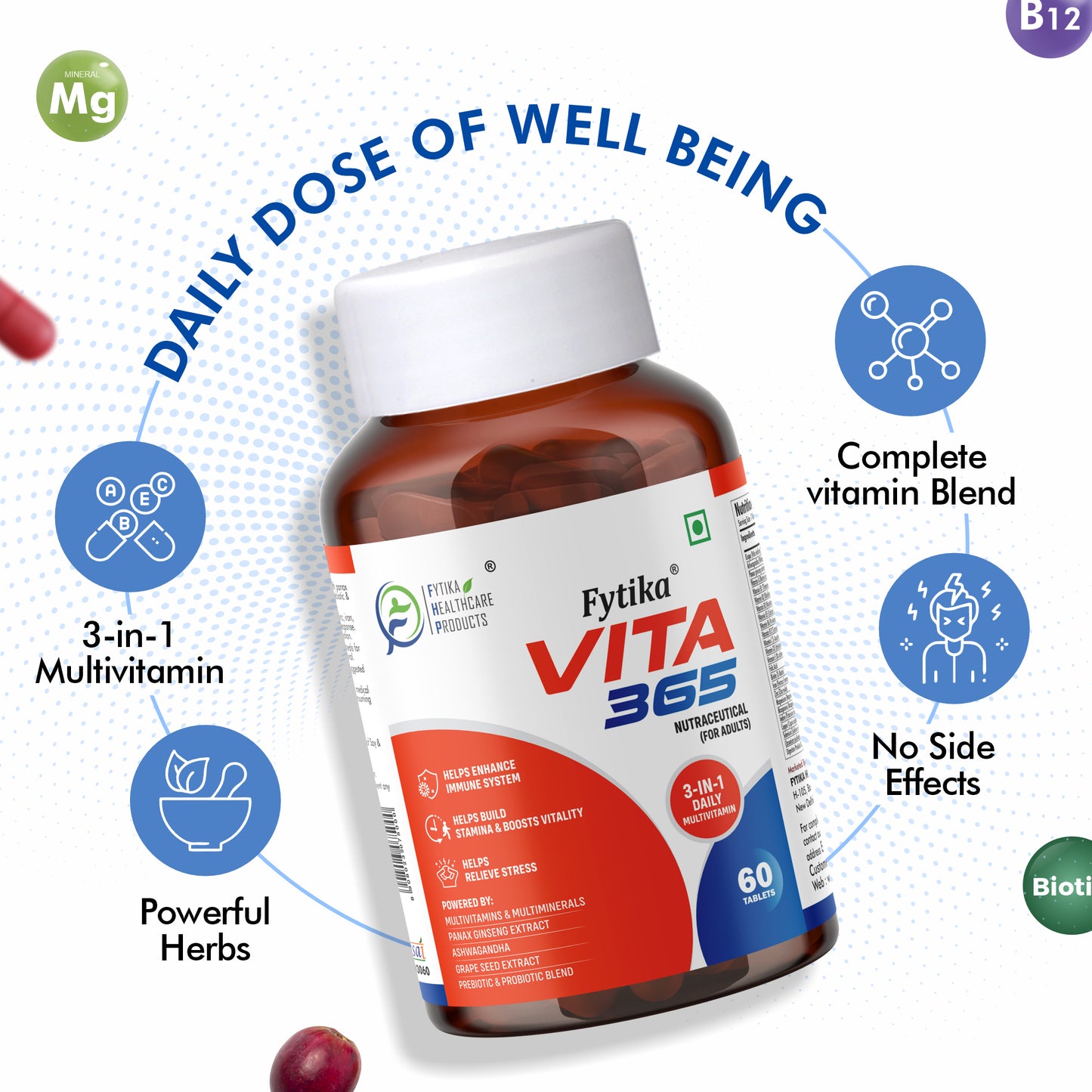 Fytika Vita 365 and Fit Liver: For Immunity, Liver Detoxification, For Men, Women - 60 Tablets Each