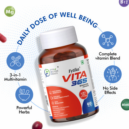 Fytika Vita 365 and Fit Liver: For Immunity, Liver Detoxification, For Men, Women - 60 Tablets Each