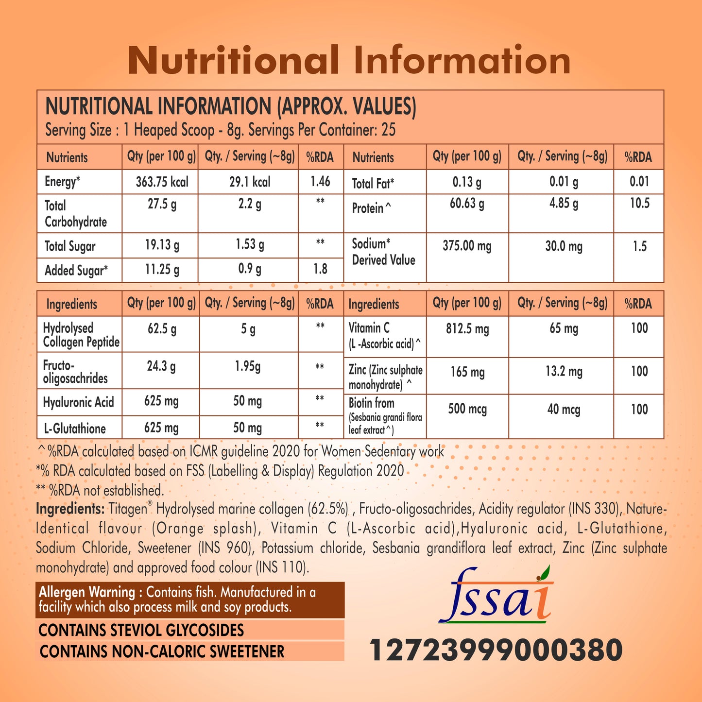 Fytika Let It Glow Collagen Powder - Pineapple + Orange Splash (200g each)