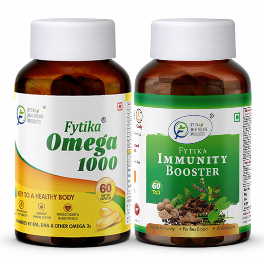 Fytika Omega 1000 and Immunity Booster: Heart Health, Boosts Immunity, For Men , Women - 60 capsules, 60 tablets