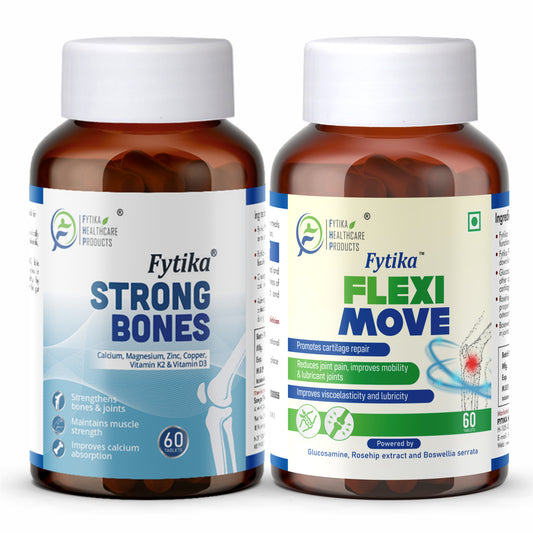 Fytika Strong Bones and Fleximove: For Healthy Bones, Joint, For Men,Women - 60 Tablets Each