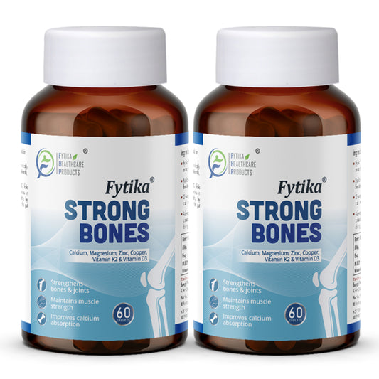 Fytika Strong Bones - Bone Health Supplement, Supports Bone Health, 1000 MG Calcium, Vitamin D3, Magnesium, Zinc, For Men, Women- Pack of 2 ( 120 Tabs )