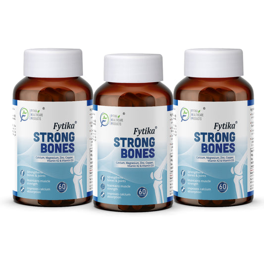 Fytika Strong Bones - Bone Health Supplement, Supports Bone Health, 1000 MG Calcium, Vitamin D3, Magnesium, Zinc, For Men, Women - Pack of 3 ( 180 Tabs )