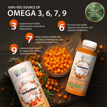Fytika Sea Buckthorn Juice | Pulp Concentrate 300 ml Made for Your Total Body Care & Wellness | Rich in Vitamin C, Omega 3, 6, 7, 9 & Antioxidants | For Men & Women | 300 ml