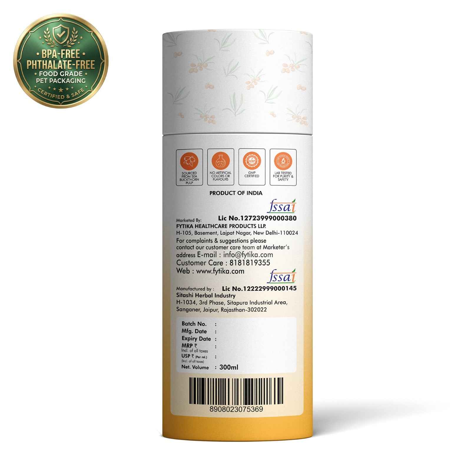 Fytika Sea Buckthorn Juice | Pack of 3 - 900 ml | Vitamin C, Omega, & Antioxidants
