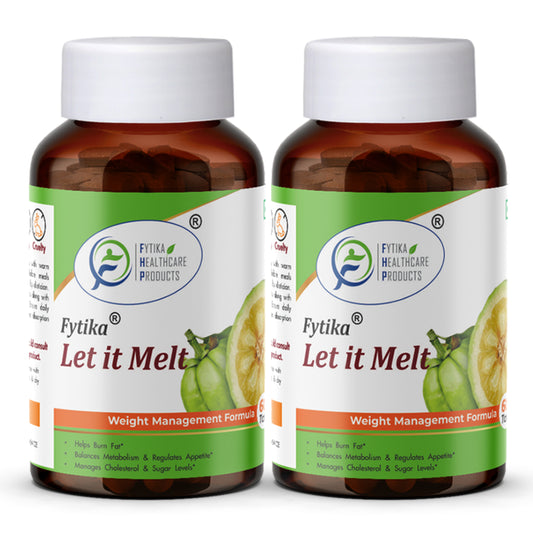 Fytika Let it Melt - Natural Weight Management Supplement, Triphala, Green Coffee, Kali Jeeri, Garcinia Cambogia, Boosts Metabolism, Digestion, For Men, Women- Pack of 2 (120 Tabs)