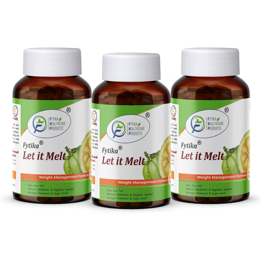 Fytika Let it Melt - Natural Weight Management Supplement, Triphala, Green Coffee, Kali Jeeri, Garcinia Cambogia, Boosts Metabolism, Digestion, For Men, Women - Pack of 3 (180 Tabs)