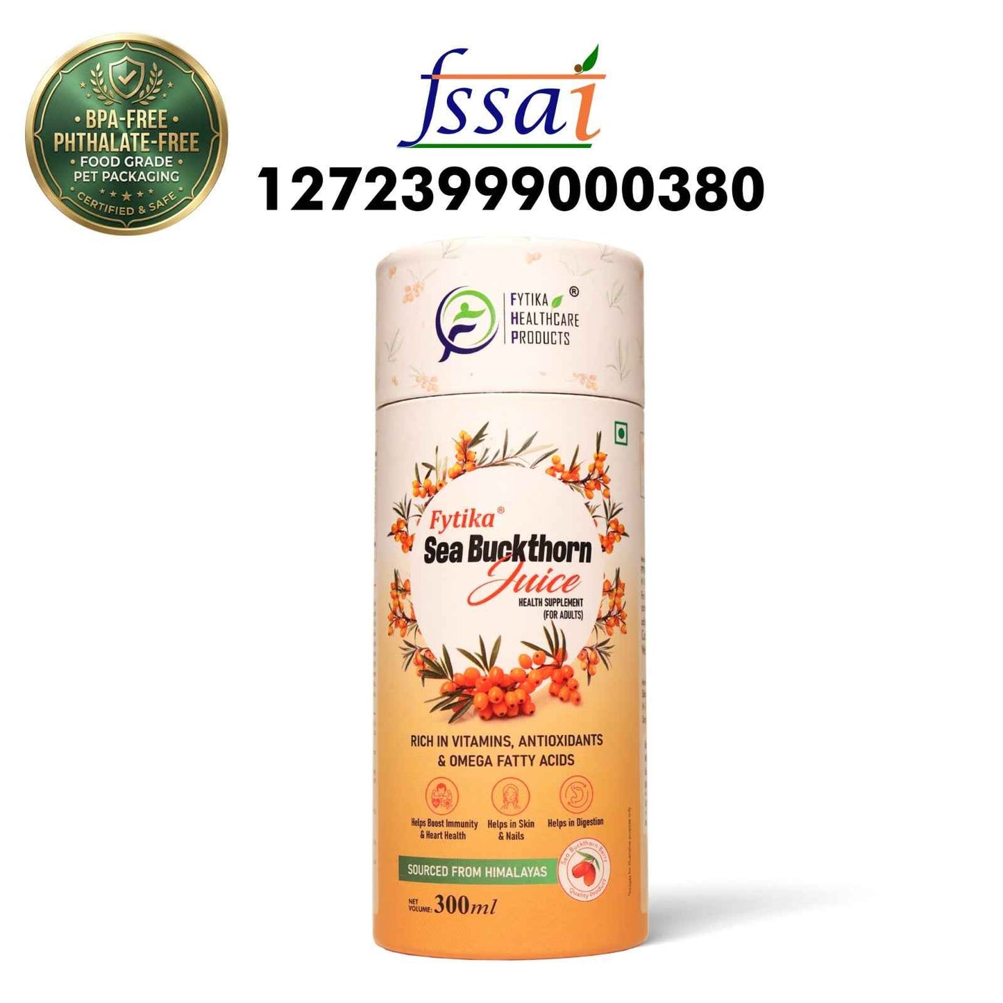Fytika Sea Buckthorn Juice | Pack of 3 - 900 ml | Vitamin C, Omega, & Antioxidants