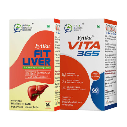 Fytika Vita 365 and Fit Liver: For Immunity, Liver Detoxification, For Men, Women - 60 Tablets Each