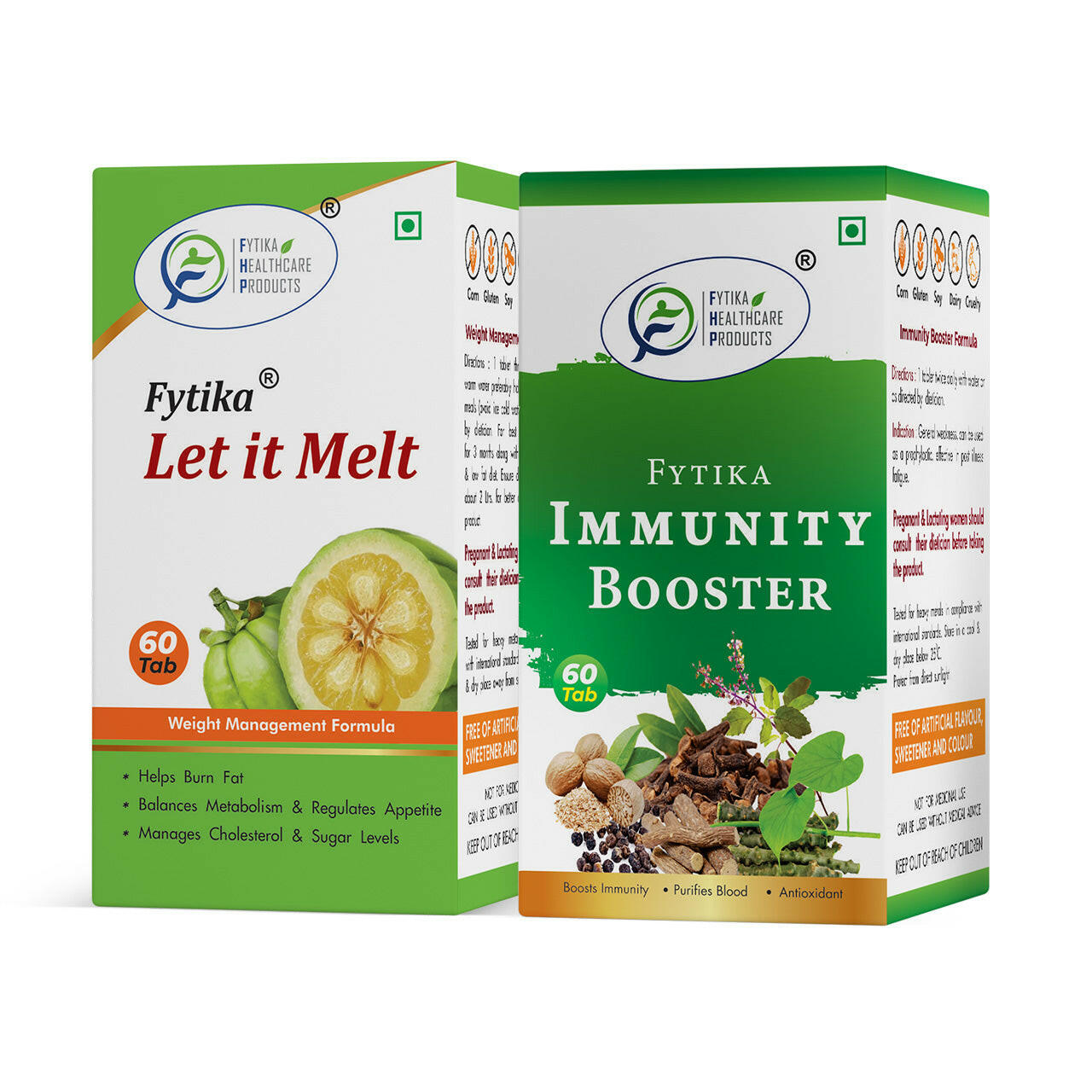 Fytika Let It Melt and Immunity booster: Weight Management, Enhances Immunity, For Men, Women - 60 Tablets Each
