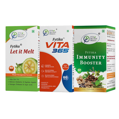 Fytika Let It Melt, Vita 365 And  Immunity Booster ( Pack of 3 ) For Men, Women - 60 Tablets Each