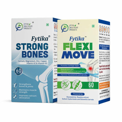 Fytika Strong Bones and Fleximove: For Healthy Bones, Joint, For Men,Women - 60 Tablets Each