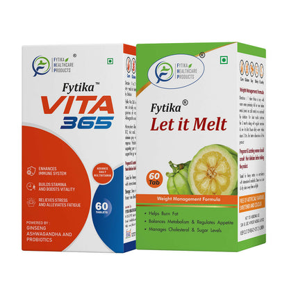 Fytika Vita 365 and Let it Melt: Boosts Energy, Aids Digestion, Weight Loss, For Men, Women - 60 Tablets Each